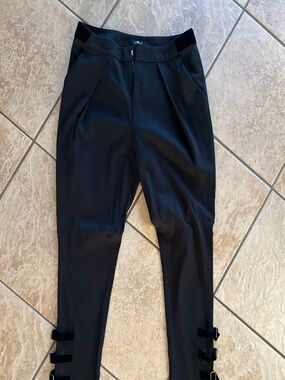 7 For all ManKind. Black Work pants with velvet buckle detailing. $65